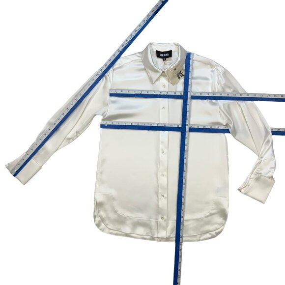 SER.O.YA Zucker Shirt Blouse XS Long Sleeve Button Front French Cuff Relaxed Fit - Picture 5 of 12